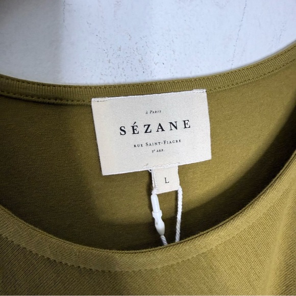 Sézane Pippaé Dress Pistachio Green Organic Cotton Side Tie Midi NWT - Picture 3 of 8